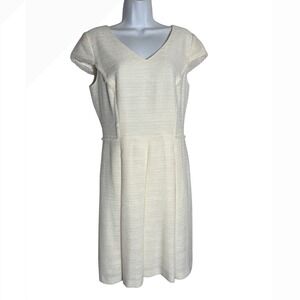 Antonio Melani Dress Size 8 Textured‎ Ivory Cream Pleated A-Line Dress PERFECT